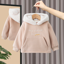 Boy plus velvet sweater autumn winter 2021 Winter New Baby Fashion base shirt children thick winter coat