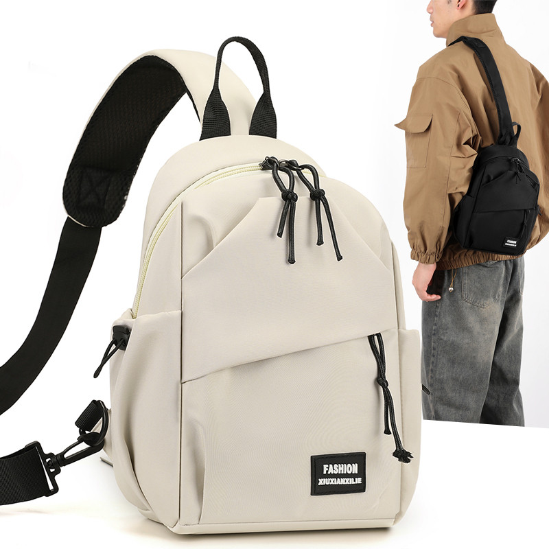 New men's sports chest bag, simple crossbody bag, male student shoulder bag, large capacity solid color shoulder bag, women's chest bag