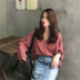Áo sơ mi cổ lọ mới 2018 buông lỏng Han Fan áo sơ mi voan đơn giản màu trơn áo sơ mi dài tay nữ sinh áo sơ mi sọc caro Áo sơ mi
