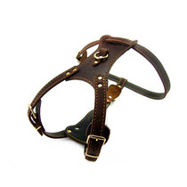 Pet chest back titanium alloy buckle double thickened large head layer cowhide chest back Special chest back collar for working dogs