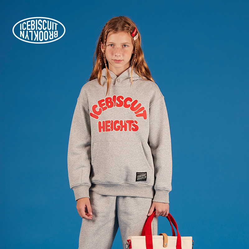 Icebiscuit Korean Trendy Children's Clothing High-Neck Letter Hoodie Winter New Style for Boys and Girls