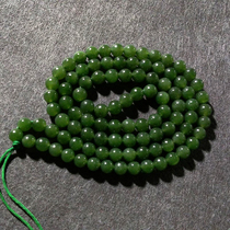 Xinjiang Hotan Jade Jasper Necklace Womens Spinach Green Necklace Hotan Jade Pendant Chain 6mm 108 Jade Beads