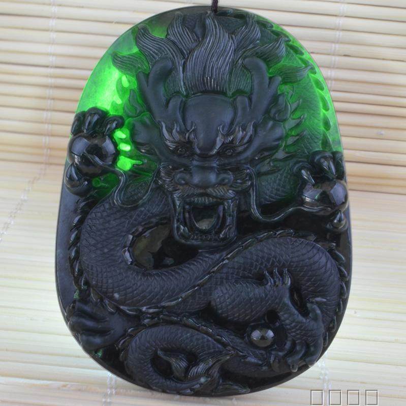 Myanmar Emerald Ink Emerald Truffle Pendant Male Ink Cuelong Jade Pendant Jade Pendant Jade Pendant Jade Pendant Jade Jade Pendant Jade Jade Pendant