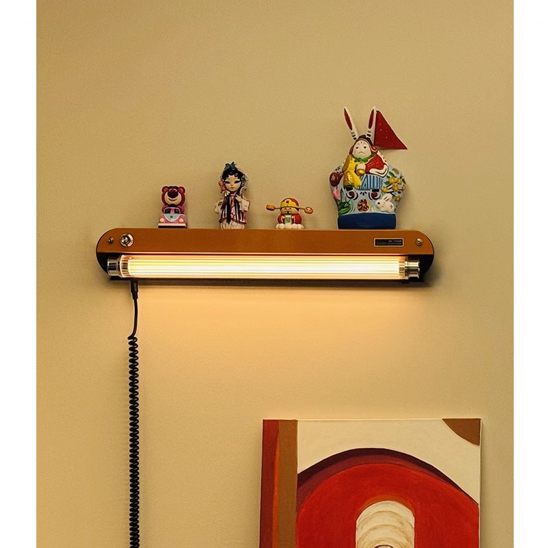 Vintage Wall Lamp Retro Nostalgic Bedroom Creative Corridor Industrial Style Adjustable Brightness No Wiring Shelf Wall Lamp