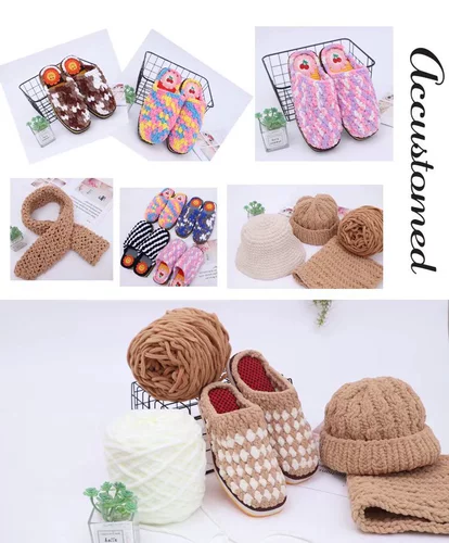 Крючок для вязания ручной работы, тапочки подходит для мужчин и женщин, плетеный мягкий шарф, клубок пряжи, «сделай сам»