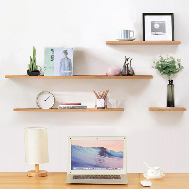 Solid wood wall shelve lined with partition hanging wall wall-mounted Nordic sofa dining room Bedroom TV Wall decoration