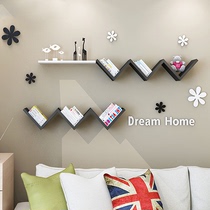 Wall shelf wall hanging bookshelf living room bedroom creative paint partition shelf TV background wall decoration rack