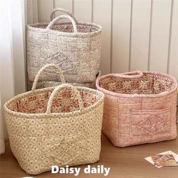 Flower pastoral style home fabric soft quilting storage basket underwear toys and miscellaneous items can be washed with dirty clothes basket by portable machine Flower pastoral style home fabric soft quilting storage basket underwear toys and miscellaneous items can be washed with dirty clothes basket by portable machine
