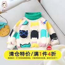 Baby sweater thickened and velvet winter clothes one-year-old children girls infants 3 female treasure high neck autumn top Winter 2