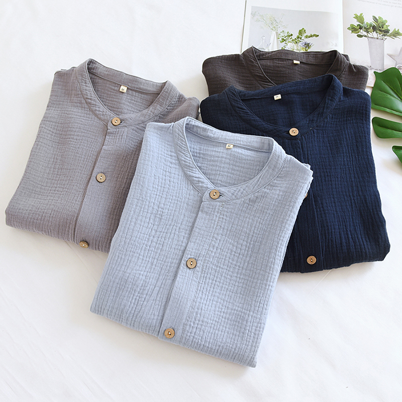 Men's Pure Cotton Pajamas, Spring and Autumn Thin Gauze Single-Piece Top, Long-Sleeved Cardigan, Home Wear, Summer Air-Conditioned Clothing, Casual Wear Men's Pure Cotton Pajamas, Spring and Autumn Thin Gauze Single-Piece Top, Long-Sleeved Cardigan, Home Wear, Summer Air-Conditioned Clothing, Casual Wear