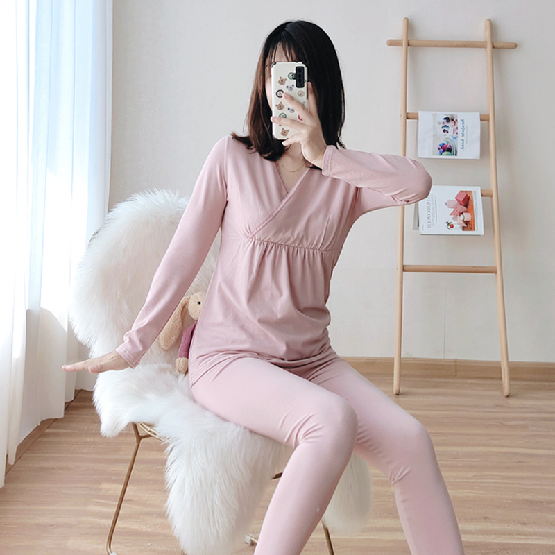 Pregnant Woman Autumn Clothes Sanitary Pants Breastfeeding Pyjamas Moon Clothes Autumn Winter Pregnancy Fever Coat Adjustable Postpartum Lactation Clothes