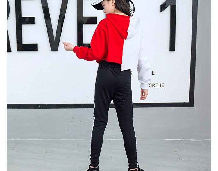 Trang phục khiêu vũ cho trẻ em Jazz Dance nữ Street Street Set Hàn Quốc Slim Tương phản màu sắc Trẻ em Big Tide cửa hàng quần áo trẻ em