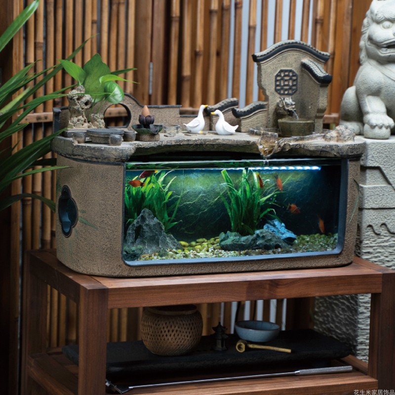 Office Fish Bowl Aquarium Ultra-white Glass Pipeline Decoration Accessories Living Room Creative View