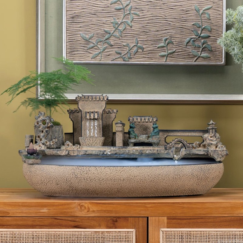 Light luxury Chinese decorative art home decoration living room aquarium office tea table ornamental fish pond exquisite flowing water landscaping