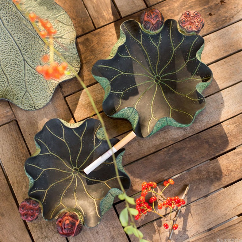 Decoration Tobacco Ashtray Large Chinese Style Classical Genguan Key Containing Ancient Wind Pendulum Pieces Living Room Tea Table Zen for small decoration