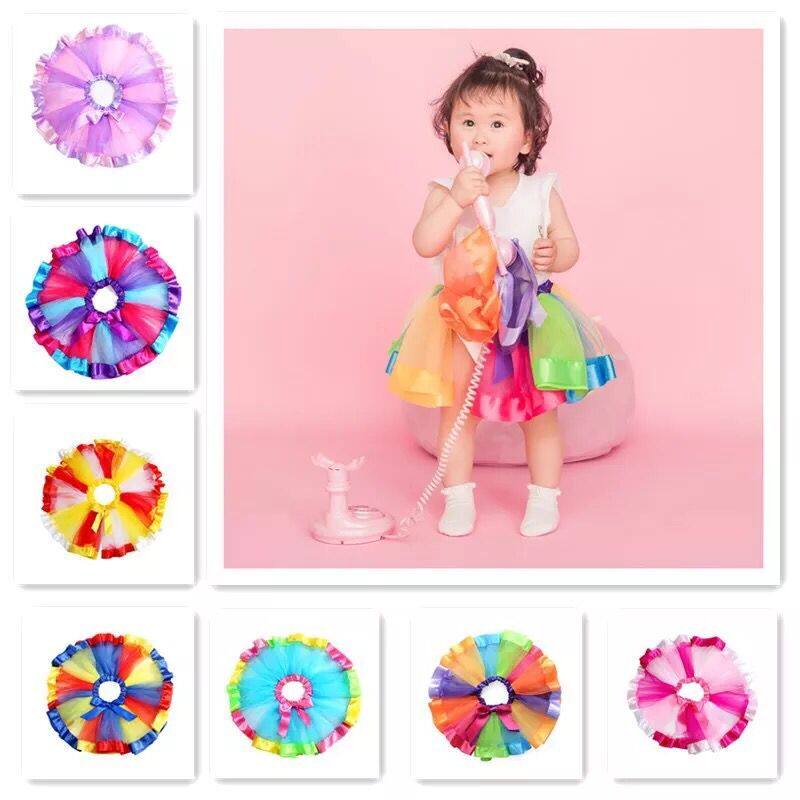 Sixty-first Kindergarten Girl Colorful Rainbow Pungbo Dress Performance Dance Half Dress Children Stage Dress