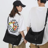 Мужская черная нейлоновая японская сумка через плечо, вместительная и большая сумка на одно плечо для школьников, в корейском стиле