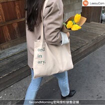 (Spot) SecondMorning Korea ord in ary minimalist letters shoulder canvas bag