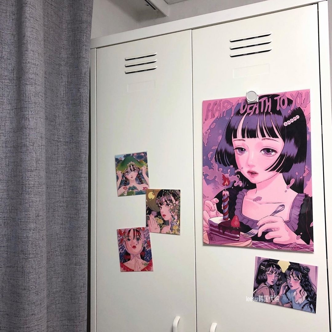 (Spot) pegacon Korea niche design whimsical girl background wall decoration a3 pictorial