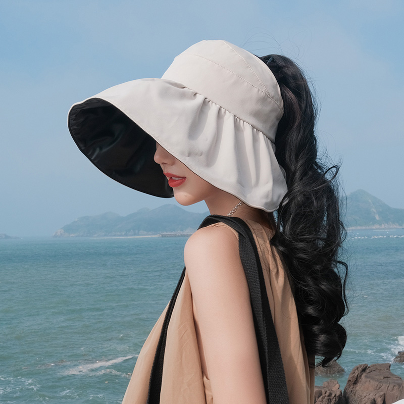 100 hitchhips sunscreen hat summer large hat peak anti UV sun protection hat can be folded with thin cover for children with empty top hat children
