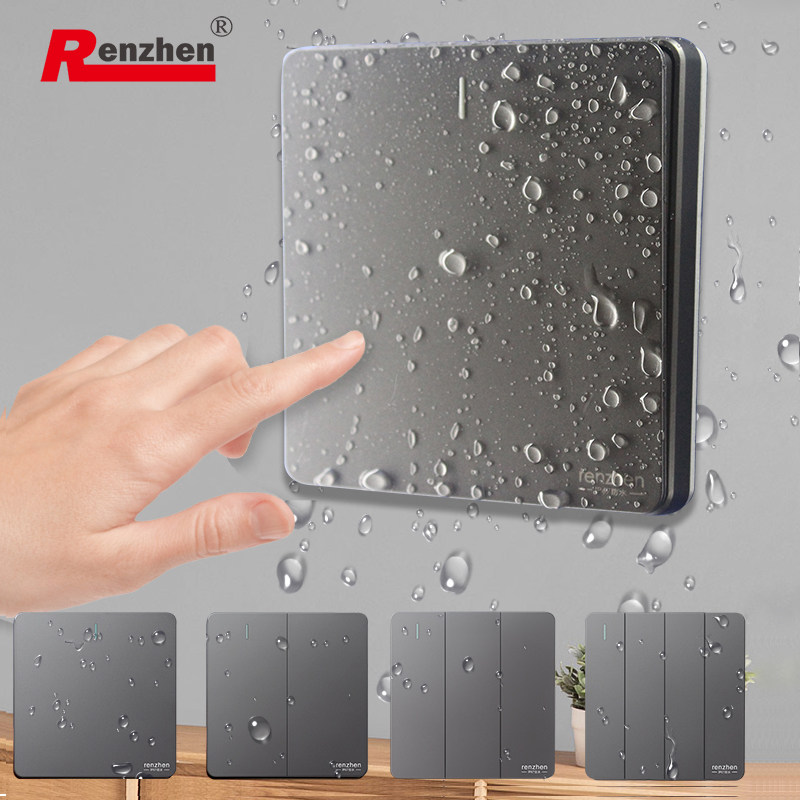 Renzhen serious super waterproof switch Nordic industrial wind silver gray board modern simple single open switch