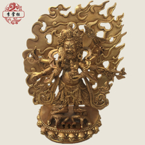 Pure copper Tibetan Tantric six-armed white Mahagala big black Sky Buddha statue according to the lord Full gilt Tibetan