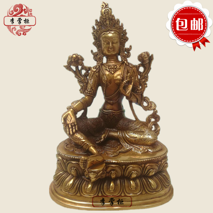 Li Treasurer Buddha pure Copper Tantric Nepal Tibetan two-seat green mother Bodhisattva can be installed in Tibet