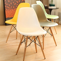 Nordic red chair negotiation creative desk modern simple leisure home round table back chair computer wooden dining chair