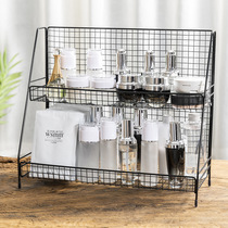 Wrought iron storage rack Kitchen double-layer finishing rack Dormitory storage rack Multi-functional household sundries storage supplies grid