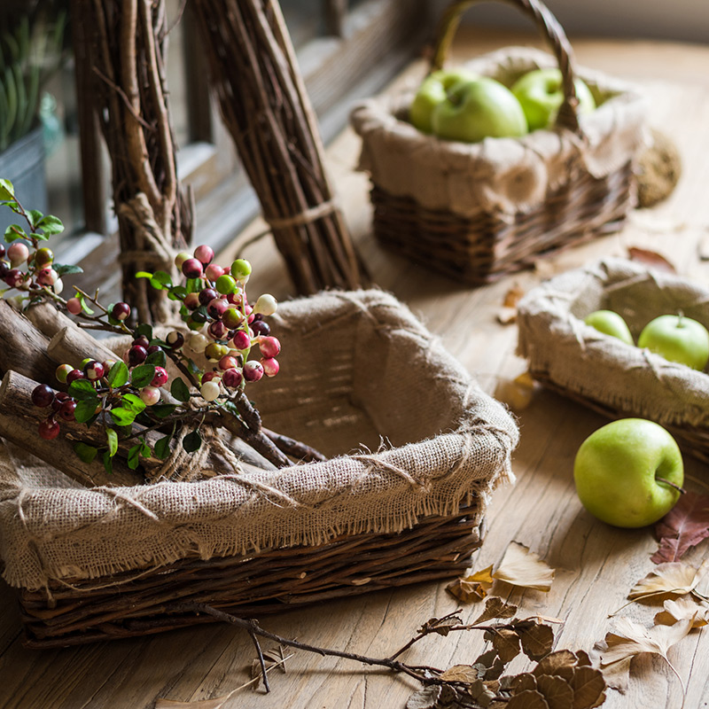 (Juhan Garden) Mali willow flower vase flower basket storage basket ZAKKA Nordic European-style vegetable basket fruit basket