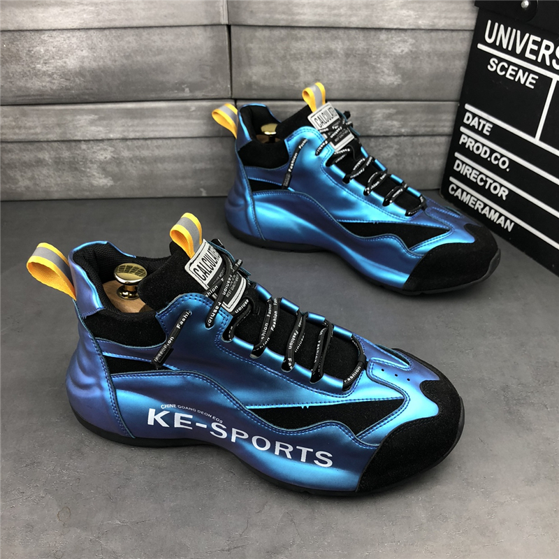 Hong Kong trendy brand 2023 new men's shoes colorful high-top daddy shoes breathable leather casual shoes bag bottom men's shoes net red