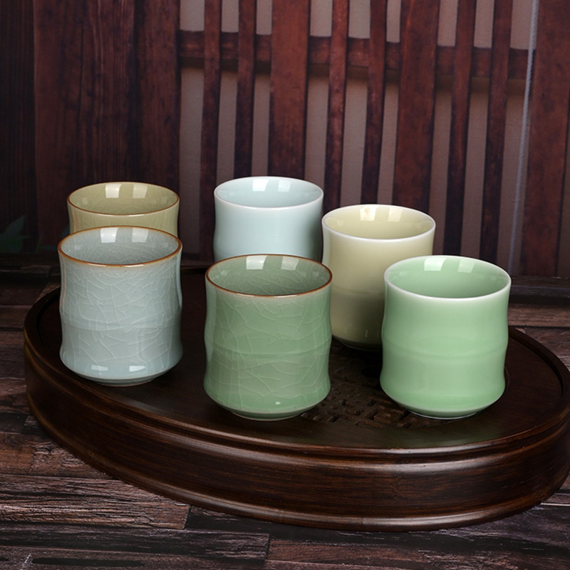 Boutique flow thousand Young ceramic bamboo festival office cup six color ceramic cup household cup cup small cup