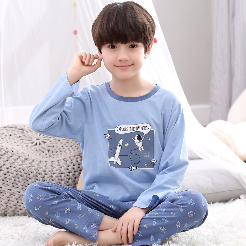Child Sleepwear Boy Spring Autumn Season Long Sleeve Pure Cotton Boy Kid Cartoon Baby Boy Autumn Home Clothes