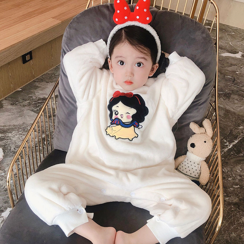 Winter baby warm and anti-kick pyjamas thickened with jacket head not even fit princess children double layer plus suede leg sleeping bag