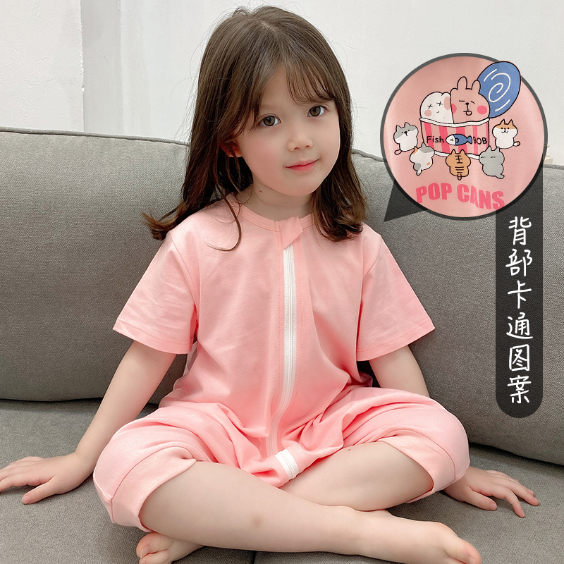 Summer Baby Boy Short Sleeve Sleeping Bag Thin split-leg anti-kick by male and female baby air-conditioned room Home Sleeping Clothing Pure Cotton
