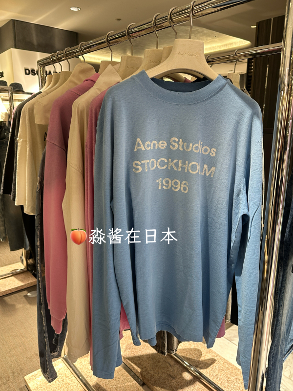 Japanese Store Genuine Acne Studios 1996 Printed Long-Sleeve T-Shirt New Product Blue White Pink