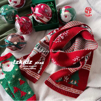 Spot BORA Korean childrens clothing 2023 winter childrens trendy style comfortable and versatile cartoon Christmas scarf parent-child