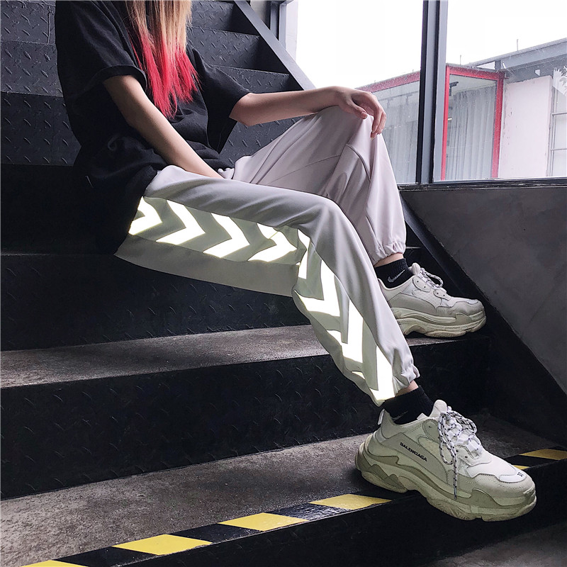 Hàn Quốc ins siêu lửa cá tính phản xạ hip hop BF lỏng hoang dã sinh viên thể thao quần chùm chân harem quần nam và nữ thủy triều quần đũi nữ đẹp
