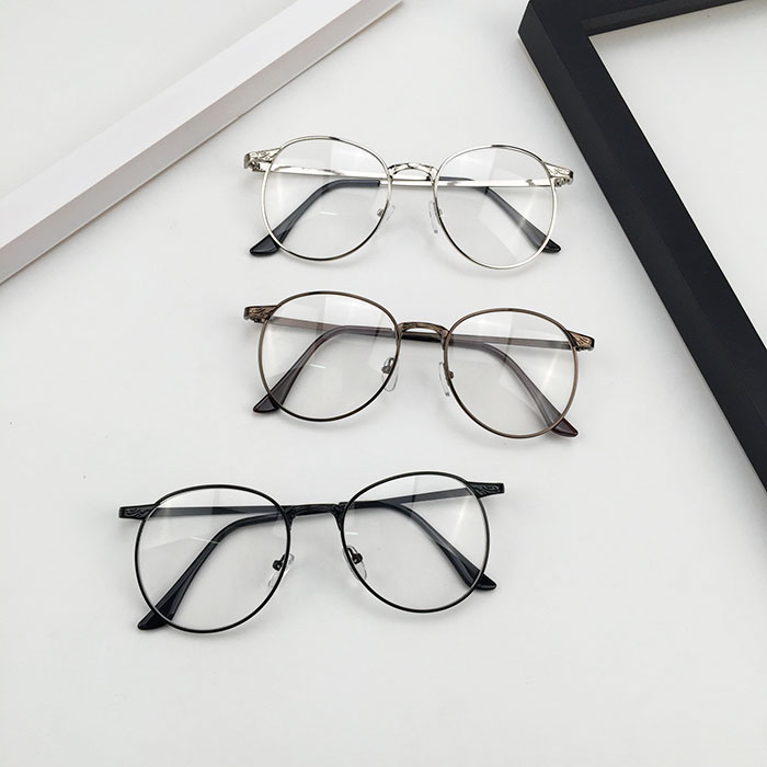 Phiên bản tiếng Hàn của trường đại học ulzzang retro tròn kim loại phẳng gương văn học nam nữ với kính cận thị mắt kính