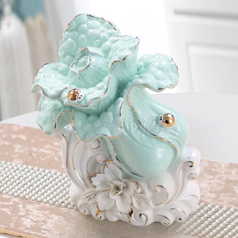 Creative Home TV Cabinet Cabbage Ornament Ceramic Crafts Wedding Gift Chinese Decoration Desktop Office