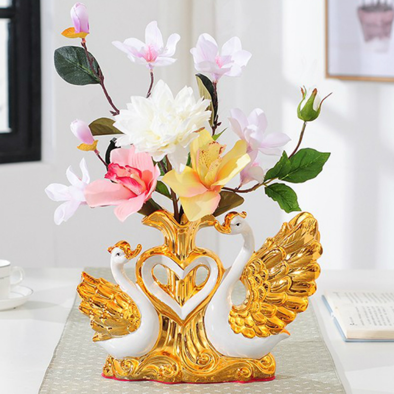 Swan Swan Swing Wedding Gift Ceramics Home Decorations TV Cabinet Winel Living Room Creative Vase Possession