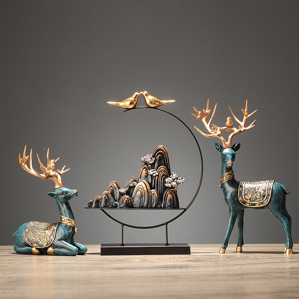 Home Home Living Room Wine Cabinet with a maskshire Creative Deer Accessories Office Desktop Screen Decoration