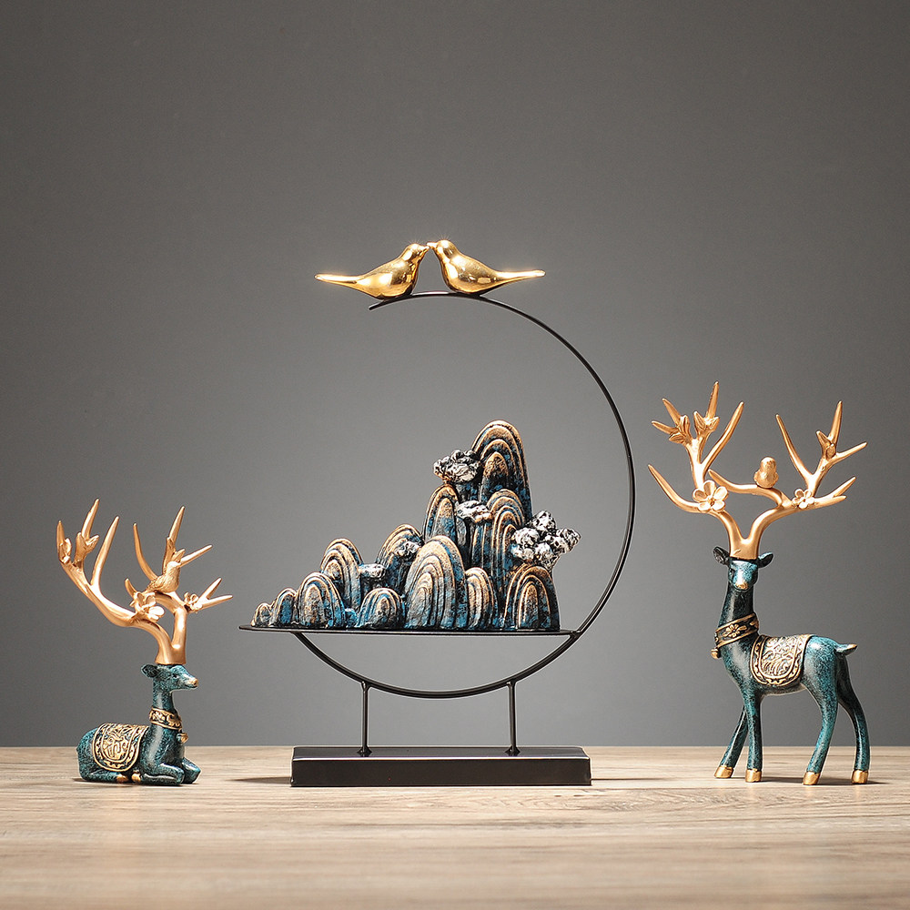 New Chinese Creative Deer Fittings Zen Megakansas Living Room Bogu Crafts Household Desktop Wine Cabinet Decoration