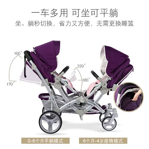 Детская коляска для близнецов для новорожденных с сидением для двоих, Германия, можно сидеть и лежать, дракон и феникс