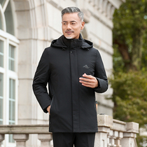 Winter middle aged down cotton clothes mens clothing short style plus suede thickened warm jacket middle-aged cotton padded jacket Dad dress cotton clothing