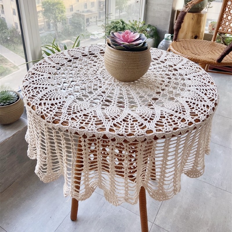Amazon explosive source handmade crochet crochet cut hollow round tablecloth forest lace Mediterranean style cover tablecloth