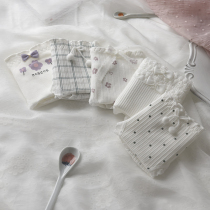 5 underwear women cotton cute Japanese girl white cherry blossom dots breathable cotton printing antibacterial breifs