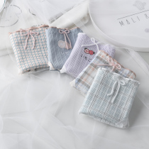New 5-dress underwear women cotton Japanese cute girl hipster plaid cotton girls size breifs