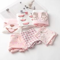 6 strips 3 cotton 3 ice silk underwear women cute printed cartoon animal Girl low waist unscented triangle milk Silk