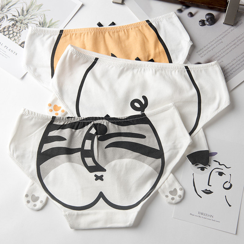 3 pants female pure cotton girl student cute this year girl with ear cartoon full cotton triangle pants female style